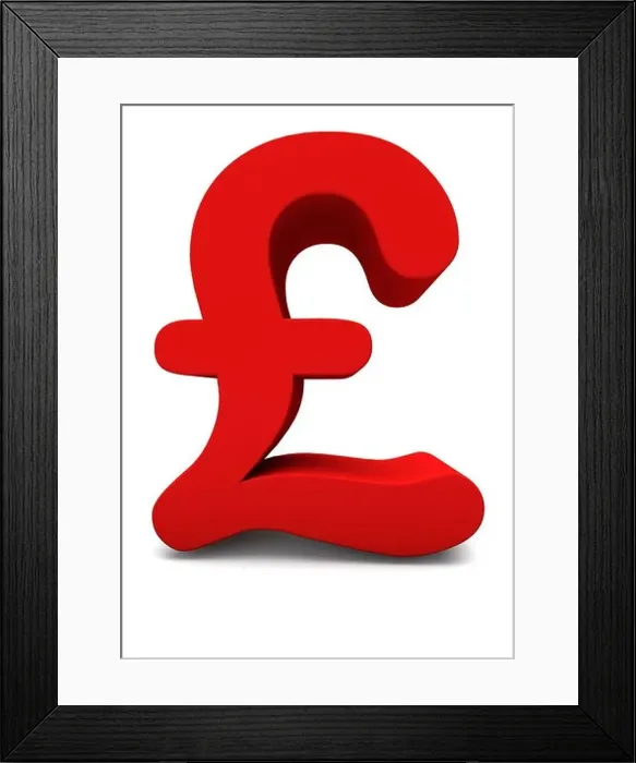 Framed Print : 3D render of a red pound sign on white background Framed Print : 3D render of a red pound sign on white background