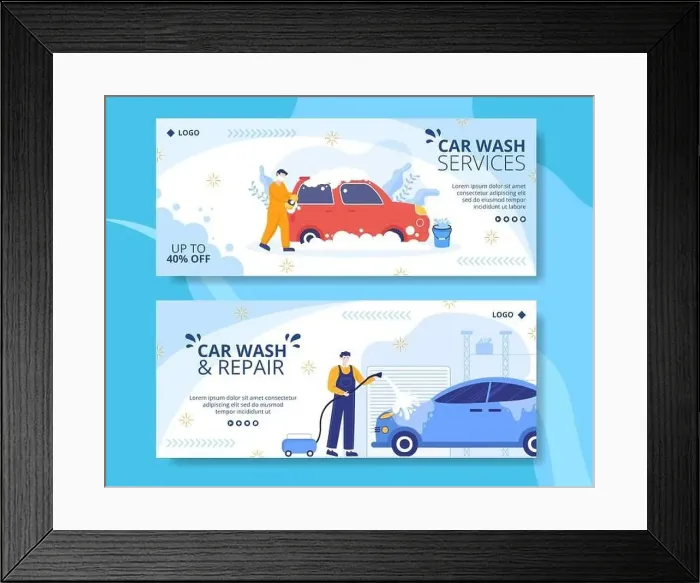 Framed Print : Car Wash Service Banner Template Flat Design Illustration Editable of Square Background Suitable for Social media or Framed Print : Car Wash Service Banner Template Flat Design Illustration Editable of Square Background Suitable for Social media or