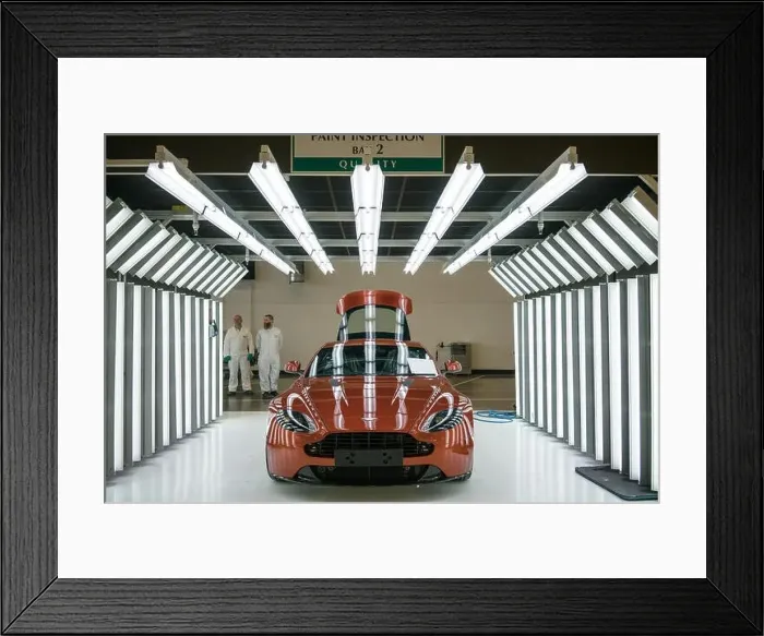 Framed Print : Gaydon, UK - 08 / 10 / 2016. A completed car sits in a paint inspection bay