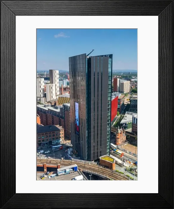 Framed Print : The Axis Tower, from the Cloud 23 bar in the Beetham Tower, Manchester, UK Framed Print : The Axis Tower, from the Cloud 23 bar in the Beetham Tower, Manchester, UK