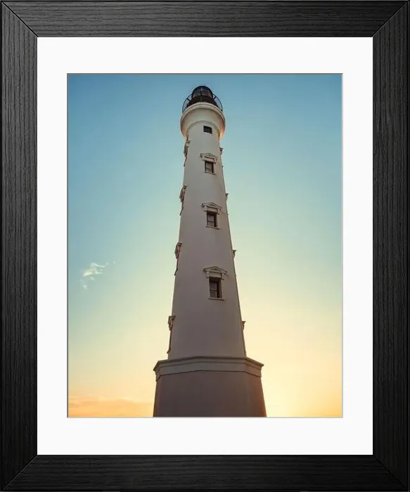 Framed Print : Tall lighthouse at sunset on Aruba coast Framed Print : Tall lighthouse at sunset on Aruba coast