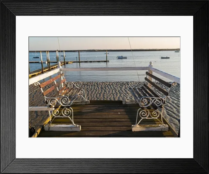 Framed Print : Two old bench seats on the waterfront Burnham-on-Crouch Framed Print : Two old bench seats on the waterfront Burnham-on-Crouch