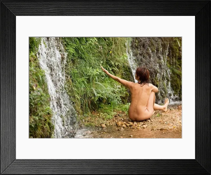 Framed Print : Woman of 40 years sitting without clothes in the river World in Lietor in the province of Albacete, Spain Framed Print : Woman of 40 years sitting without clothes in the river World in Lietor in the province of Albacete, Spain