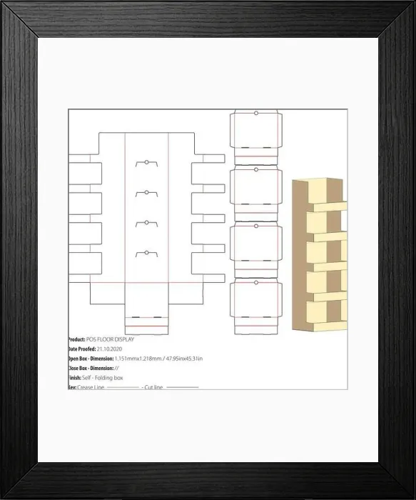 Framed Print : Point of sale floor display packaging design template selffold die cut - vector Framed Print : Point of sale floor display packaging design template selffold die cut - vector