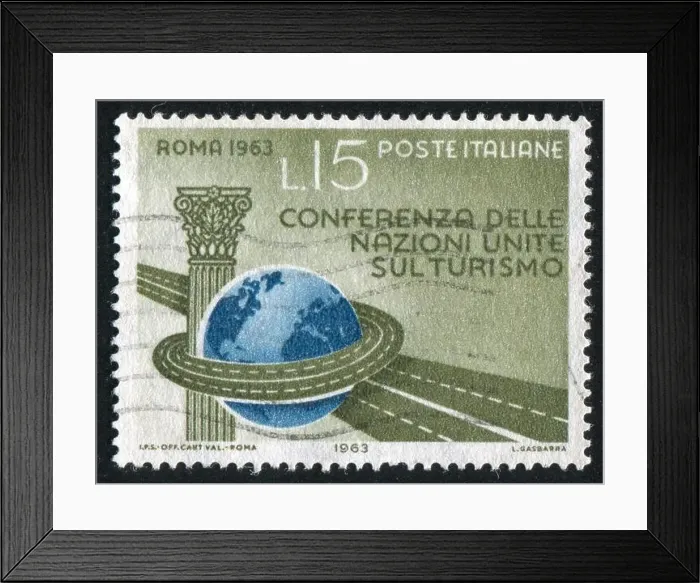 Framed Print : ITALY - CIRCA 1963: stamp printed by Italy, shows Roman Column, Globe and Highways, circa 1963 Framed Print : ITALY - CIRCA 1963: stamp printed by Italy, shows Roman Column, Globe and Highways, circa 1963