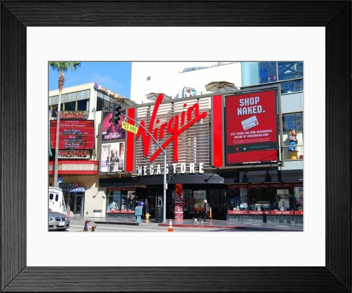 Framed Print : Virgin Megastore, Hollywood Boulevard, Hollywood, Los Angeles, California, United States of America Framed Print : Virgin Megastore, Hollywood Boulevard, Hollywood, Los Angeles, California, United States of America