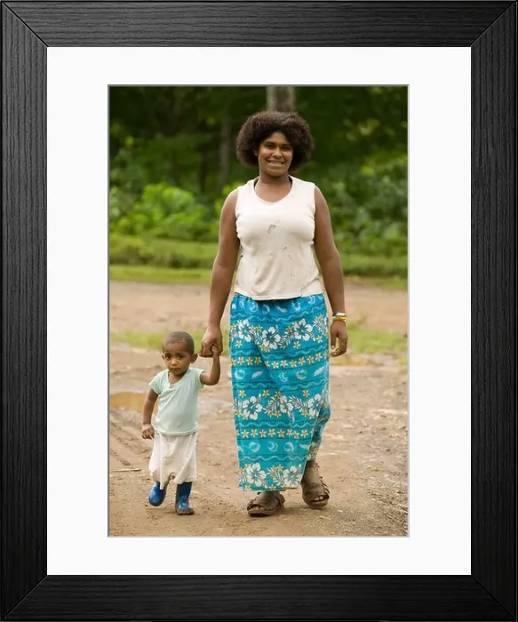 Framed Print : Women and child in Bukaya village, Fiji Framed Print : Women and child in Bukaya village, Fiji