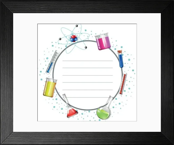 Framed Print : Border design with science equipments illustration Framed Print : Border design with science equipments illustration