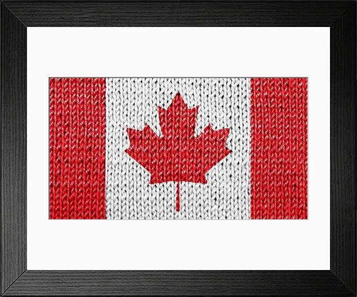 Framed Print : Canadian national flag blended on white knitted background Framed Print : Canadian national flag blended on white knitted background