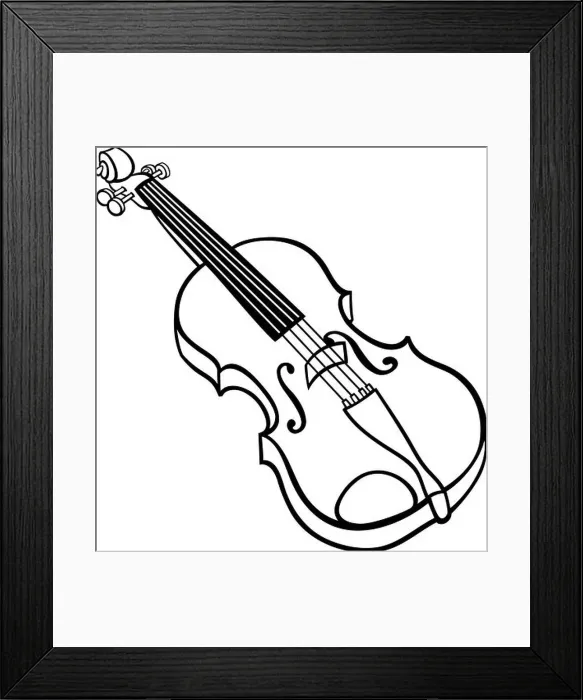 Framed Print : Black and White Cartoon Illustration of Violin Musical Instrument Clip Art for Coloring Book Framed Print : Black and White Cartoon Illustration of Violin Musical Instrument Clip Art for Coloring Book