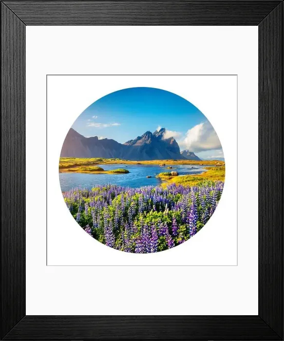 Framed Print : Round icon of nature with landscape Framed Print : Round icon of nature with landscape