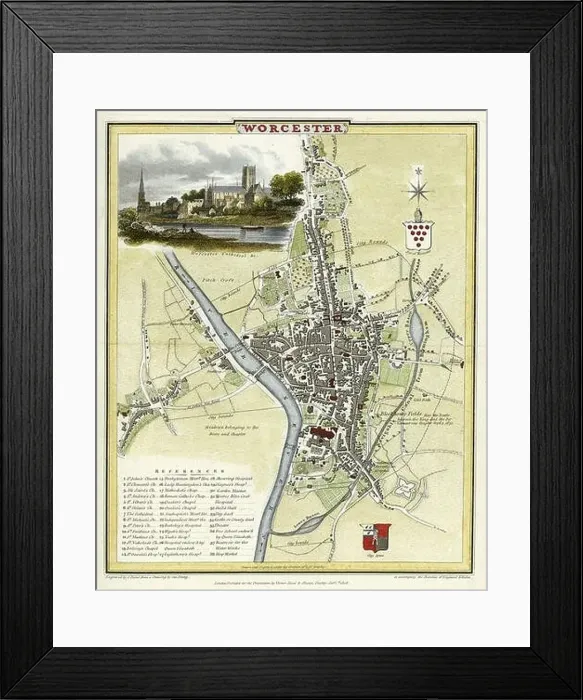 Framed Print : English: A map of Worcester in 1806 (engraved by J) Framed Print : English: A map of Worcester in 1806 (engraved by J)