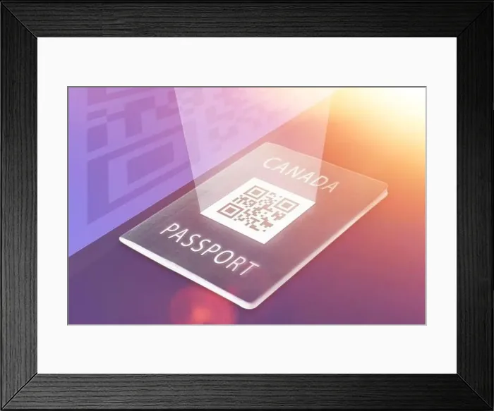 Framed Print : QR on cover of Canada passport Framed Print : QR on cover of Canada passport