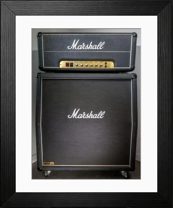 Framed Print : Marshall stack from a legendary British company - used by many famous guitarists Framed Print : Marshall stack from a legendary British company - used by many famous guitarists