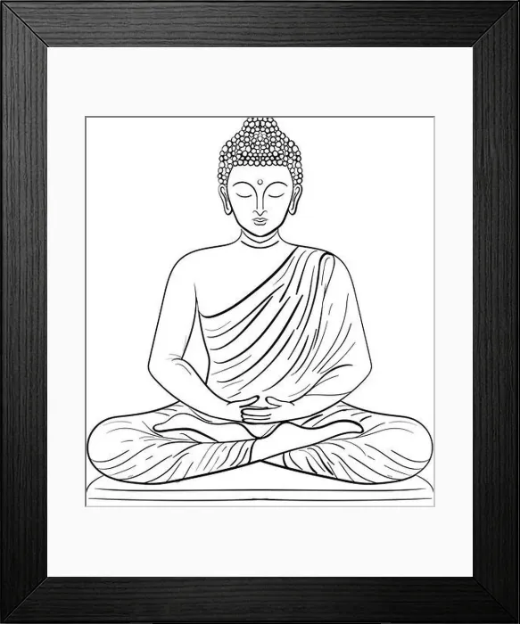 Framed Print : Lord Buddha sitting in meditation, a vector outline art of Lord Gautama Buddha Framed Print : Lord Buddha sitting in meditation, a vector outline art of Lord Gautama Buddha