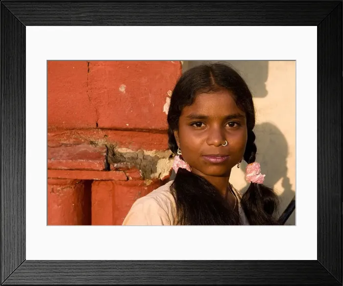 Framed Print : Portrait of shy girl, Kali Temple, Kolkata, India Framed Print : Portrait of shy girl, Kali Temple, Kolkata, India