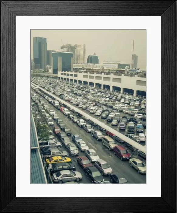 Framed Print : Cars parked in parking structure, Bangkok, Thailand Framed Print : Cars parked in parking structure, Bangkok, Thailand