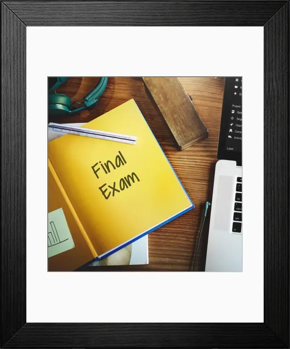 Framed Print : Final Exam Results Test Reading Books Words Concept Framed Print : Final Exam Results Test Reading Books Words Concept