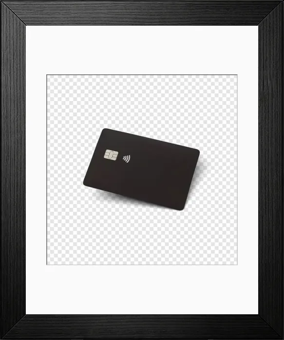 Framed Print : Black credit card. Blank realistic template for your projects. Vector illustration Framed Print : Black credit card. Blank realistic template for your projects. Vector illustration