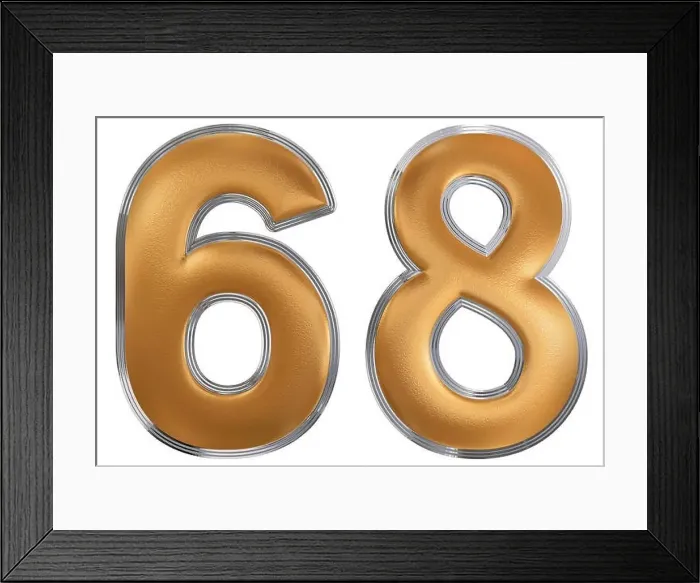 Framed Print : Numeral 68, sixty eight, isolated on white background, 3d render Framed Print : Numeral 68, sixty eight, isolated on white background, 3d render