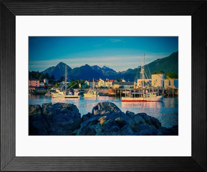 Framed Print : Busy harbor scene in Sitka, Alaska, USA Framed Print : Busy harbor scene in Sitka, Alaska, USA