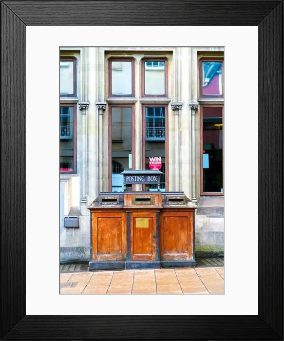Framed Print : Old-fashioned wooden post box, Oxford, UK Framed Print : Old-fashioned wooden post box, Oxford, UK