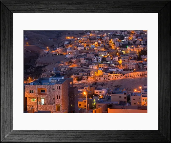 Framed Print : Jordan, Petra-Wadi Musa, elevated view of the new town of Wadi Musa, evening Framed Print : Jordan, Petra-Wadi Musa, elevated view of the new town of Wadi Musa, evening