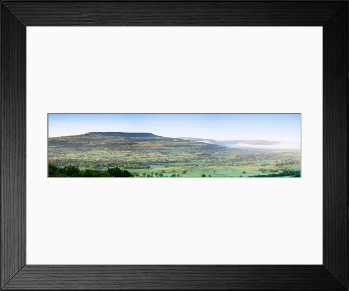 Framed Print : Penhill in Wensleydale panorama at dawn Framed Print : Penhill in Wensleydale panorama at dawn