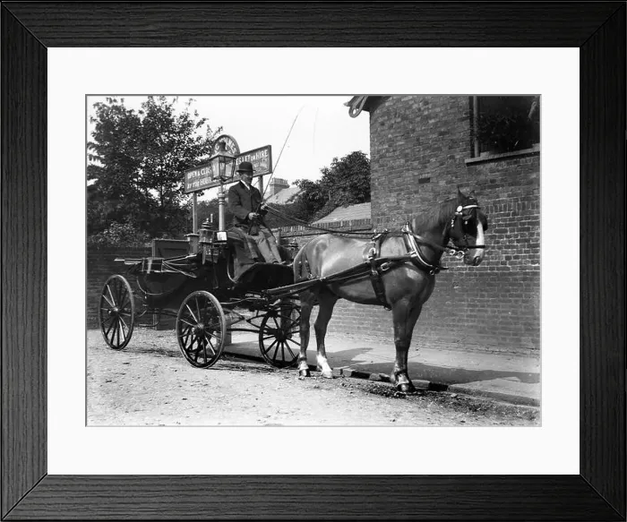 Framed Print : Horse and carriage for hire in Surrey, England, 1905 Framed Print : Horse and carriage for hire in Surrey, England, 1905