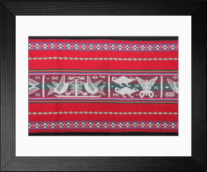 Framed Print : Hand-woven Textiles Featuring Animal Motifs, Taquile Island, Lake Titicaca Framed Print : Hand-woven Textiles Featuring Animal Motifs, Taquile Island, Lake Titicaca