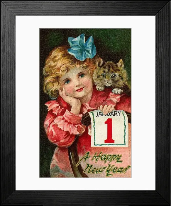 Framed Print : vintage happy new year card design Framed Print : vintage happy new year card design