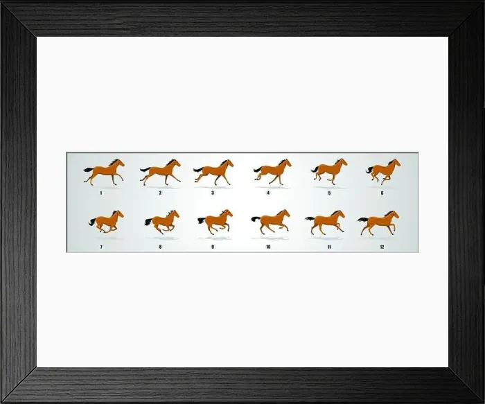 Framed Print : Horse Run cycle silhouette, loop animation sprite sheet vector Framed Print : Horse Run cycle silhouette, loop animation sprite sheet vector