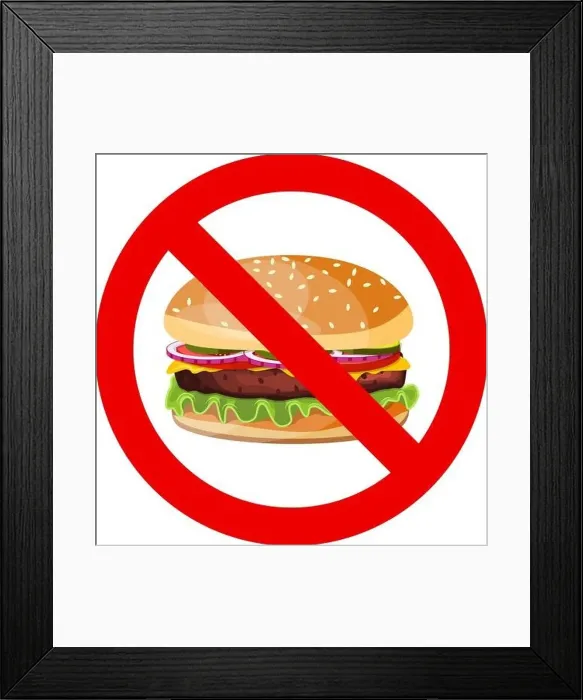 Framed Print : No hamburger allowed sign Framed Print : No hamburger allowed sign