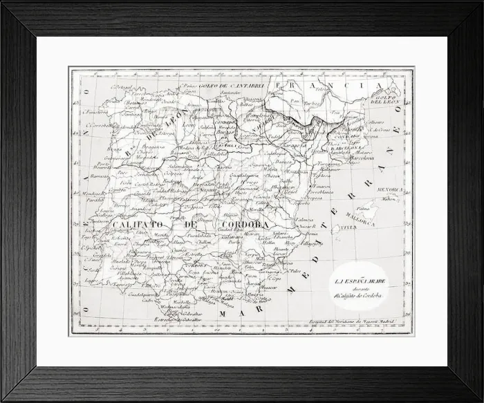 Framed Print : Map of Spain showing the Caliphate of Cordoba Framed Print : Map of Spain showing the Caliphate of Cordoba