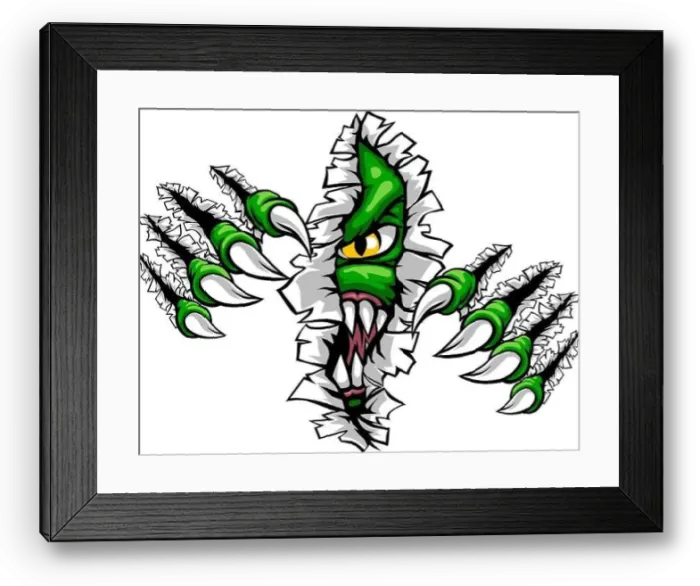 Framed Print : Monster With Talon Claw Tearing A Rip Through Wall Framed Print : Monster With Talon Claw Tearing A Rip Through Wall