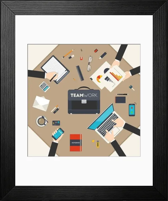 Framed Print : Flat style modern design concept of teamwork Framed Print : Flat style modern design concept of teamwork