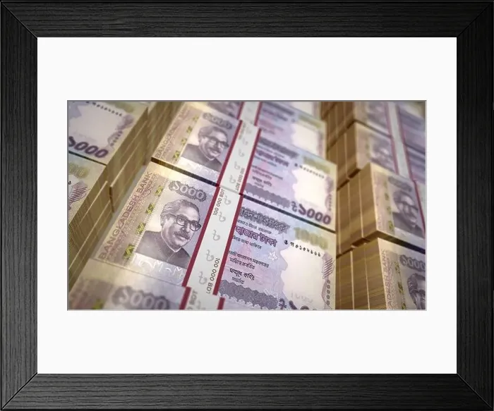 Framed Print : Bangladeshi Taka money printing 3d illustration Framed Print : Bangladeshi Taka money printing 3d illustration