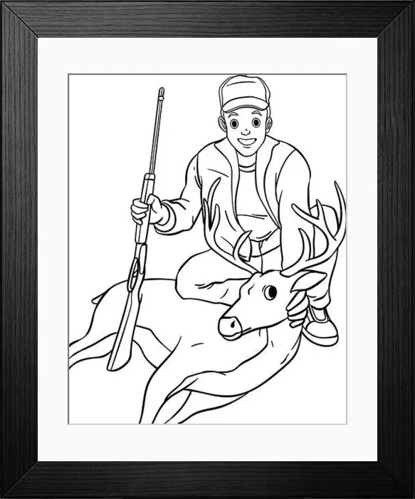 Framed Print : Deer Hunting Isolated Coloring Page for Kids Framed Print : Deer Hunting Isolated Coloring Page for Kids