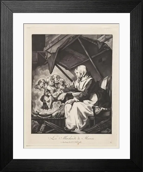 Framed Print : Johann Jakob Haid, La Marchande de Marron (The Chestnut Seller), mezzotint on laid paper Framed Print : Johann Jakob Haid, La Marchande de Marron (The Chestnut Seller), mezzotint on laid paper
