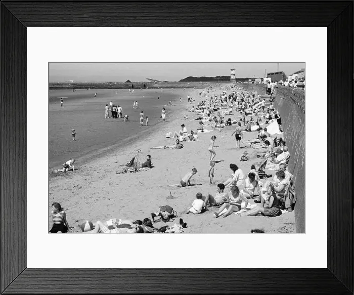 Framed Print : Holiday makers on the sand at Ayr Beach during the Glasgow Fair Holiday, 1990 Framed Print : Holiday makers on the sand at Ayr Beach during the Glasgow Fair Holiday, 1990