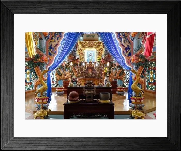 Framed Print : Cao Dai temple. Main altar. Hue. Vietnam Framed Print : Cao Dai temple. Main altar. Hue. Vietnam