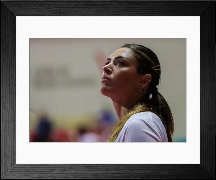 Framed Print : Rosamaria Montibeller #7 of UYBA Unet E-Work Busto Arsizio looks on during the Trofeo Mimmo Fusco 2022 at E-Work Arena