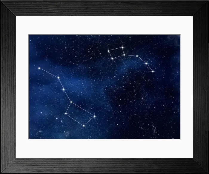 Framed Print : The constellation Ursa Major and Ursa Minor in the starry sky as background Framed Print : The constellation Ursa Major and Ursa Minor in the starry sky as background