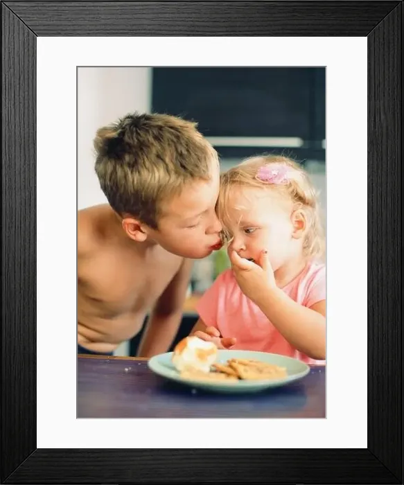 Framed Print : Brothers kiss for beloved little sister Framed Print : Brothers kiss for beloved little sister