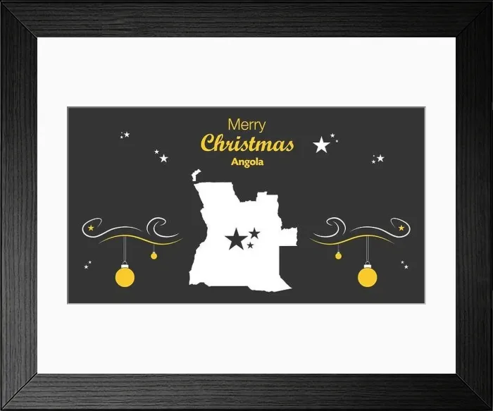 Framed Print : Merry Christmas illustration theme with map of Angola Framed Print : Merry Christmas illustration theme with map of Angola