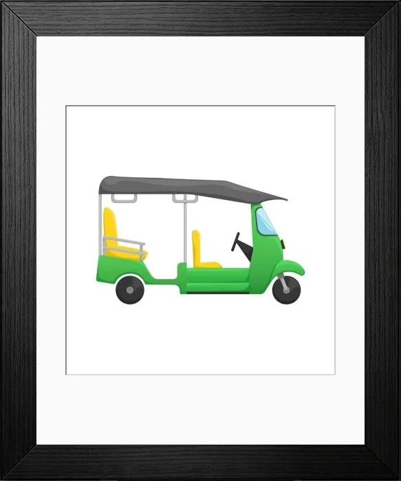 Framed Print : Vector tuk tuk. A flat cartoon illustration of Asian public transport. Isolated image Framed Print : Vector tuk tuk. A flat cartoon illustration of Asian public transport. Isolated image