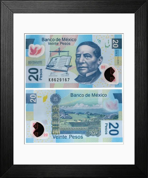 Framed Print : 20 pesos banknote, Benito Juarez, Mexico, 2013 Framed Print : 20 pesos banknote, Benito Juarez, Mexico, 2013