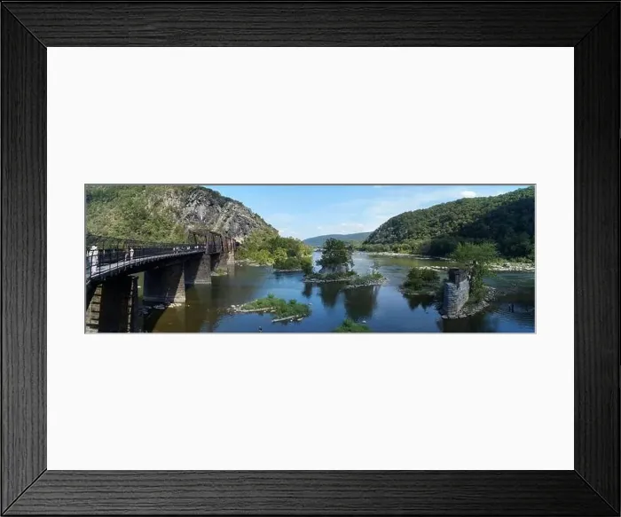 Framed Print : Landscape at the confluence of the Potomac and Shenandoah rivers, panoramic shot, Harpers Ferry, WV, USA