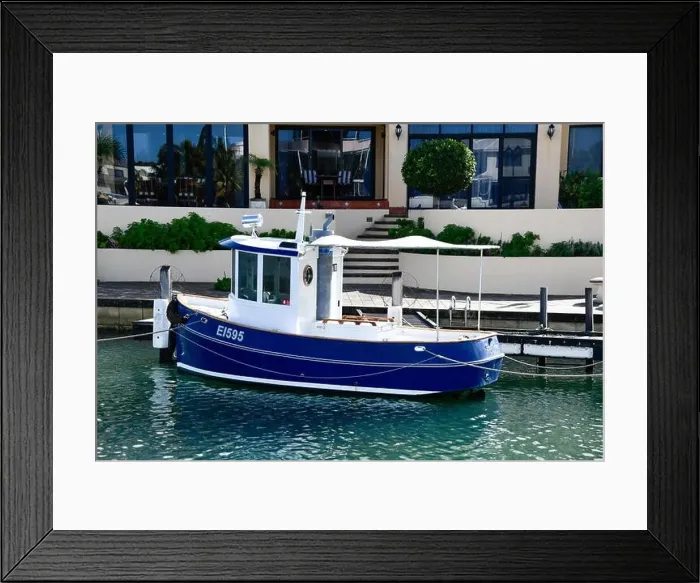 Framed Print : Small Pleasure Craft Blue Tugboat in Mandurah Western Australia Framed Print : Small Pleasure Craft Blue Tugboat in Mandurah Western Australia