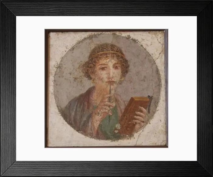 Framed Print : A young woman with book and stylus (So-called Sappho), ca 50. Artist: Master of Herculaneum (1st century) Framed Print : A young woman with book and stylus (So-called Sappho), ca 50. Artist: Master of Herculaneum (1st century)